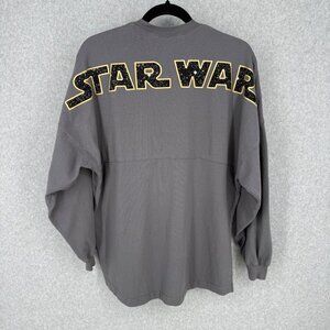 Disney Parks Adult Galaxies Edge Star Wars Spirit Jersey Size S Gray Gold Star